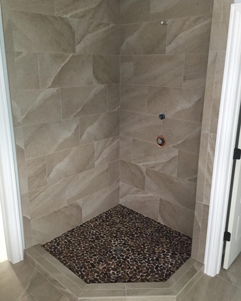 shower stone floor tile walls