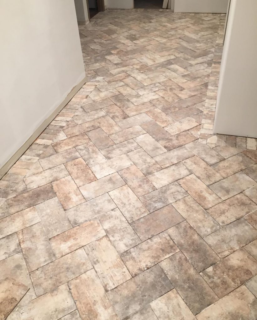 herringbone stone floor pattern