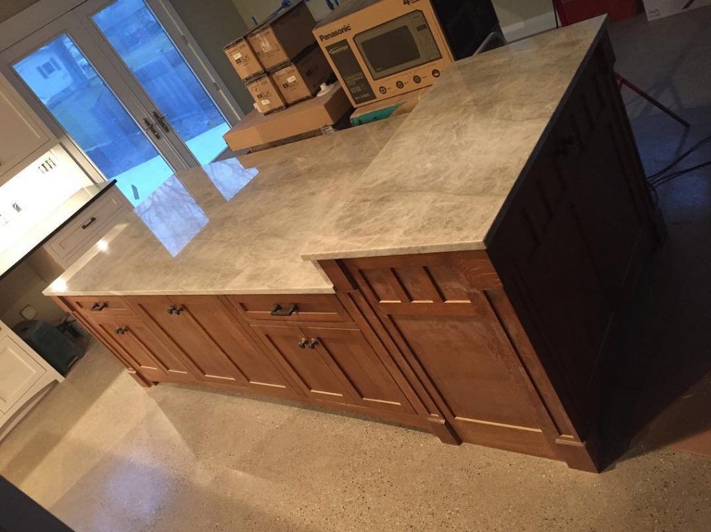 island granite counter and floor