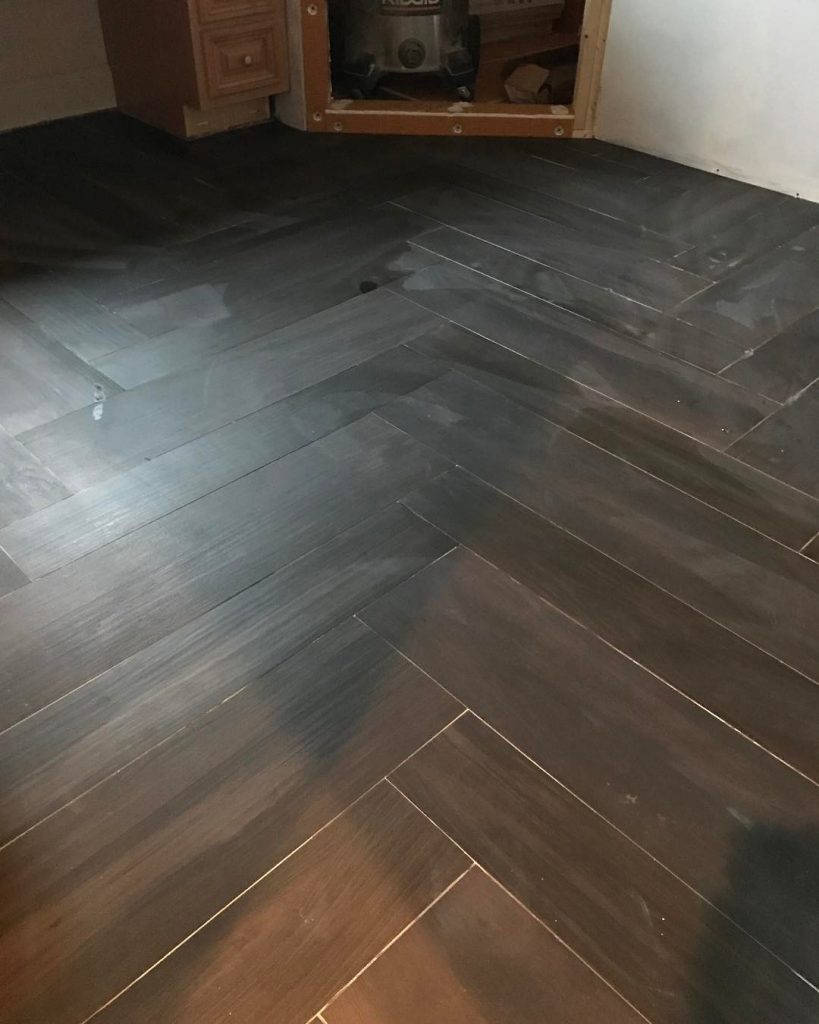 custom herringbone pattern wood floor