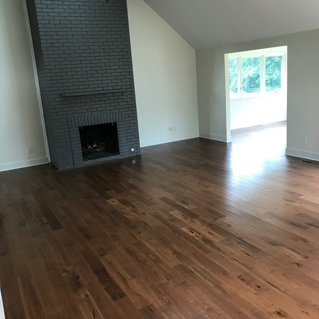 fireplace and wood floor