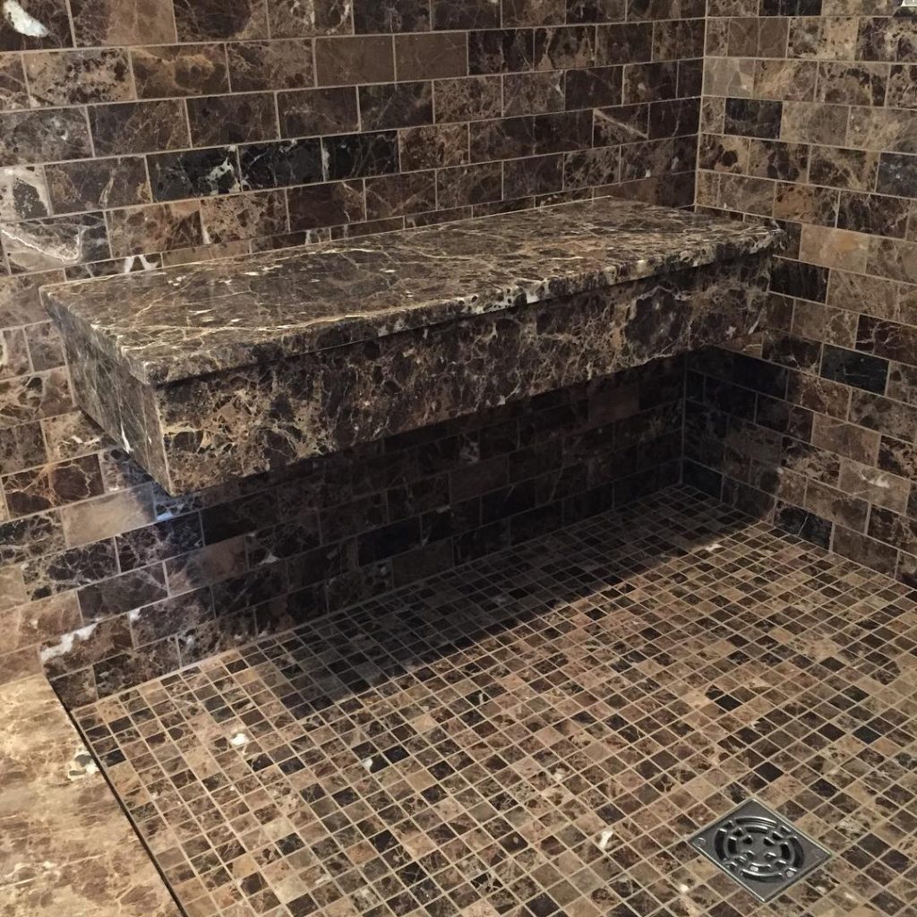 custom stone shower floating seat